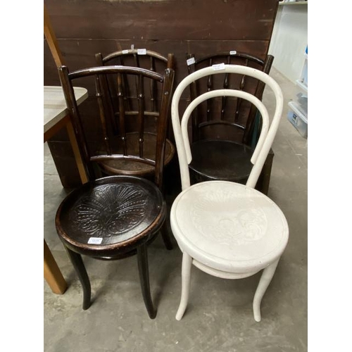 218 - J & J Kohn, Fischel & Mundus and J & J Kohn Ltd bentwood chairs (3) and one painted bentwood chair