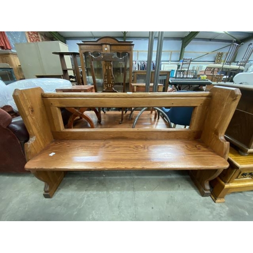 222 - 20th century pine pew 84H 142W 40D