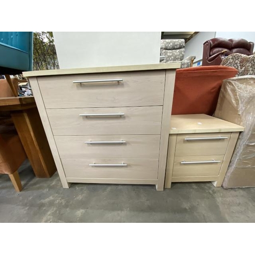 231 - Ash effect 4 drawer chest 92H 89W 43D & a matching 2 drawer chest 54H 50W 43D