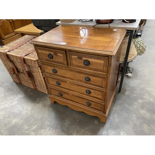 241 - Yew wood 2 over 3 chest of drawers 71H 63W 41D