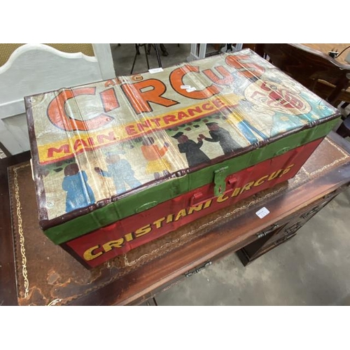 244 - Cristiani Circus metal trunk (reproduction) 28H 66W 36D