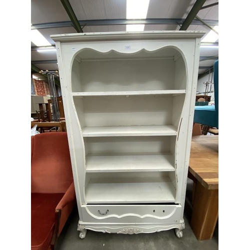 247 - White painted bookcase with one drawer 172H 98W 32D