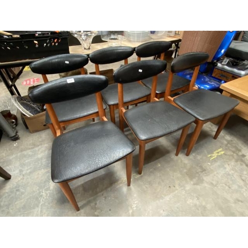 252 - 6 mid century teak framed dining chairs