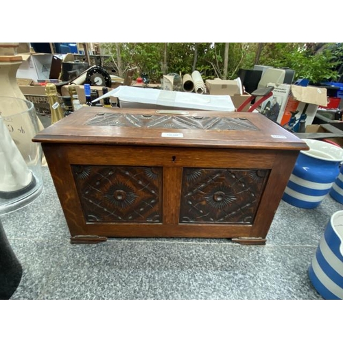 268 - 20th century oak smokers cabinet with Shearbridge Conservative Club, Bradford plaque (Tobacco jar as... 