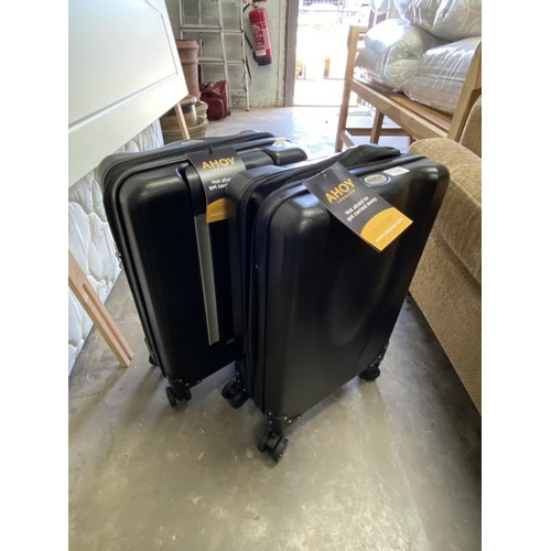 52 - 2 Ahoy carry on luggage in black 35 x 26 x 55cm including wheels & handles (new)