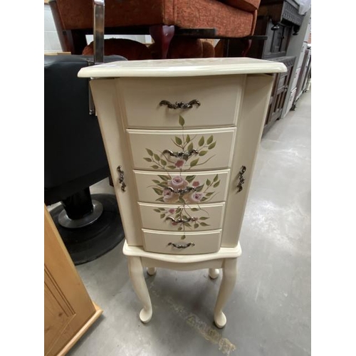 62 - Cream jewellery armoire 89H 34W 27D