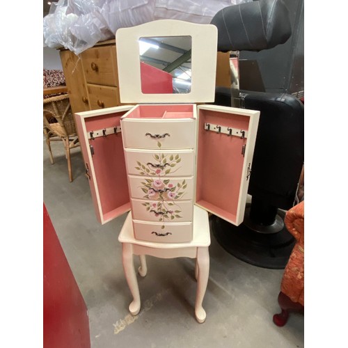 62 - Cream jewellery armoire 89H 34W 27D