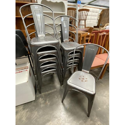 103 - 10 industrial style gun metal chairs 45W