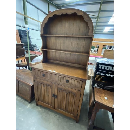 11 - Oak linen fold dresser 180H 95W 44D