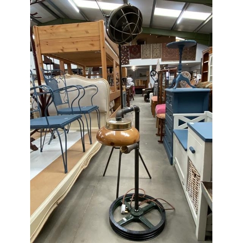 114 - Spotlight standard lamp (battery operated) & Upcycled Fenner Hull industrial lamp 75H