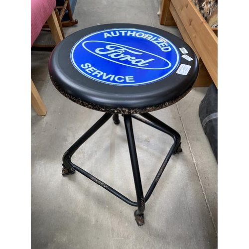 117 - ‘Ford’ authorized service metal stool (reproduction) 55H 35cm diameter