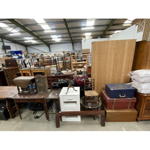 125 - Victorian mahogany 3 drawer writing desk (one drawer knob missing) 82H 90W 47D, small oak drop leaf ... 