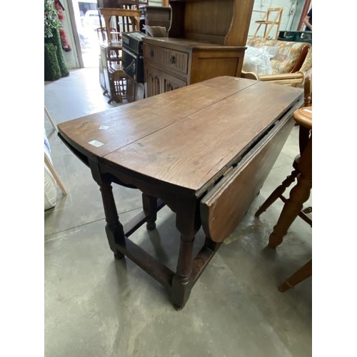 13 - Antique oak drop leaf table 73H 51-149W 122D