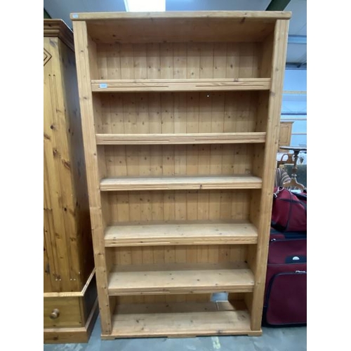 133 - Pine open bookcase with six shelves 205H 115W 28D