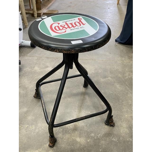 163 - ‘Castrol’ motor oil metal stool (reproduction) 55H 35cm diameter