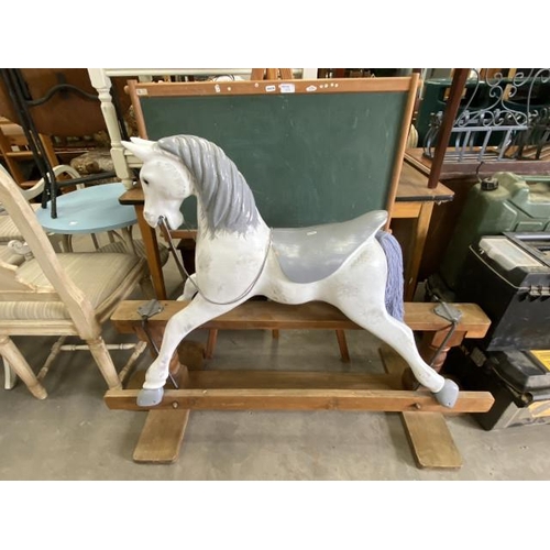 165 - Child's rocking horse 103H 122W 45D & a chalkboard easel