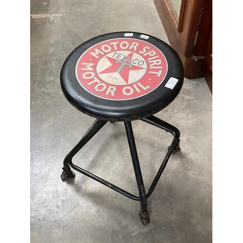 17 - Texaco Motor Spirit metal stool 55H 35cm diameter (reproduction)