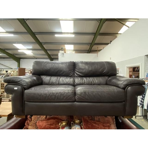 176 - HTL brown leather settee 210W