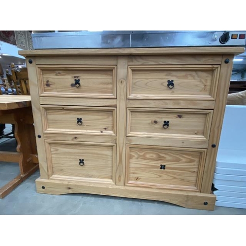 189 - Mexican pine 6 drawer chest 105H 133W 48D