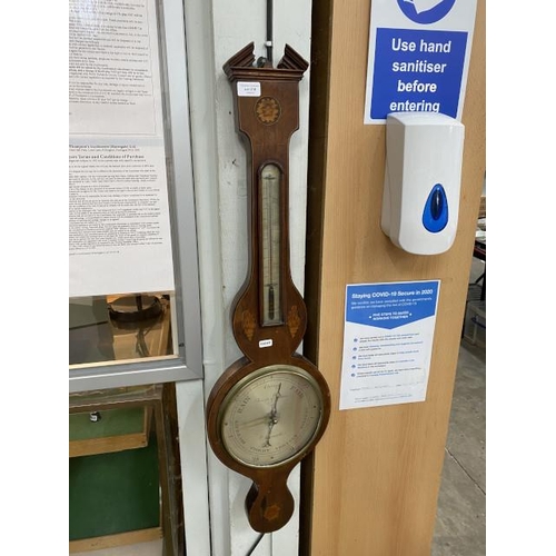 218 - 19th century mahogany inlaid wall barometer