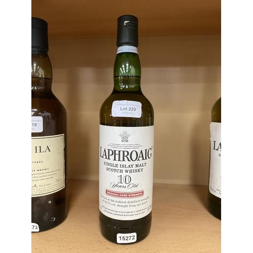 220 - Laphroaig Single Islay Malt Scotch Whisky 10 years old Original Cask Strength 70cl 55.7% vol