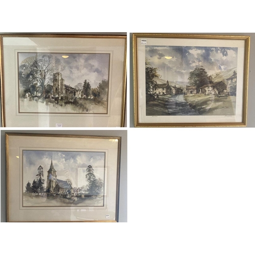 233 - 3 gilt framed local interest John Sibson prints (one pencil signed) 70 x 55cm, 53 x 43cm & 72 x 55cm