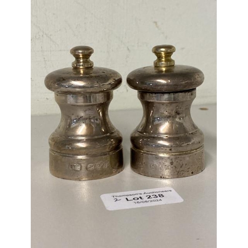 238 - Park, Green & Co Ltd, London 1992 silver salt & pepper grinders (combined weight 181g) 7cm high