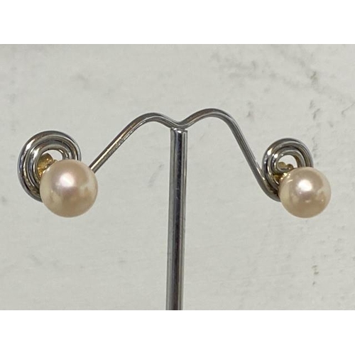 239 - Pair of 9ct gold & pearl earrings, 1.7g