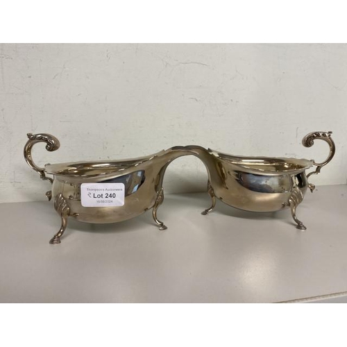 240 - 2x C J Vander Ltd, Sheffield 1992 silver gravy boats (269g & 276g) 10H 18W 11D