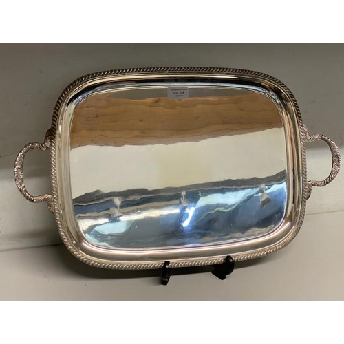 248 - E H P Co Ltd, Sheffield 1966 silver butlers tray with two handles (1.9kg) 56.5cm x 34cm