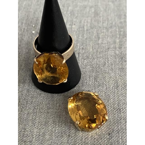 260 - 12K gold & citrine set ring, 6.6g (size O) & 12K gold & citrine set pendant 5.8g