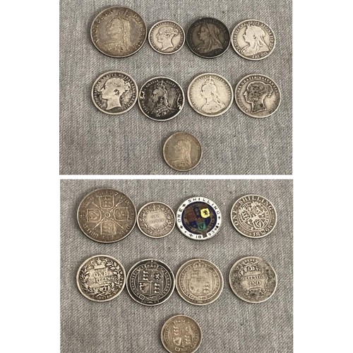 263 - Coins; Queen Victoria 1887 Florin, 3 Queen Victoria 1866, 1874 & 1898 One Shillings, Queen Victoria ... 