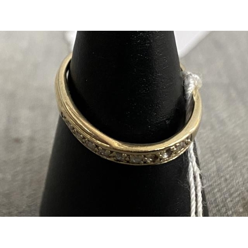 266 - 9ct gold & diamond ring, 1.3g (Two stones missing, size L 1/2, band needs reshaping)