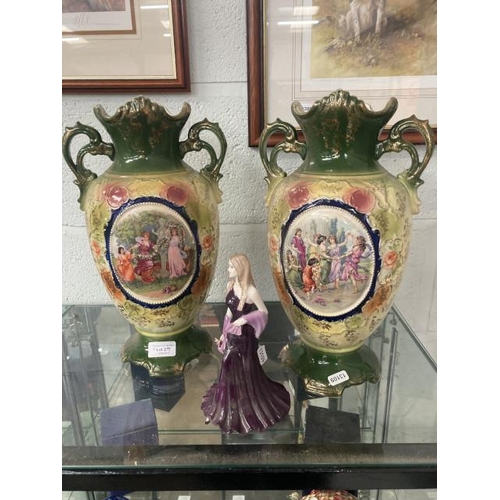 277 - Coalport 'Danni' figurine & a pair of continental vases