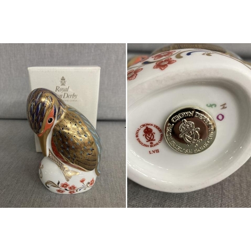 287 - Royal Crown Derby ‘Kingfisher’ paperweight with gold stopper LVII with box (in excellent condition)