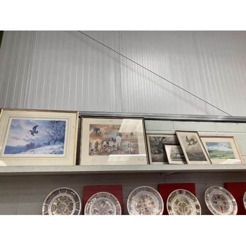 299 - 6 framed pictures inc. pencil signed Gillian Cairns limited edition 390 print 'A Day Out', Archibald... 