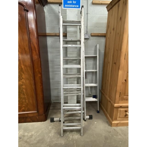 3 - 4 way professional 3 section combination ladder, Master Class 3 section aluminium loft ladder & exte... 