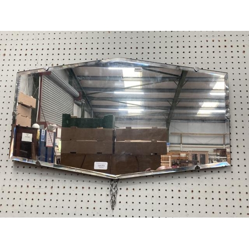 313 - 1930's/40's frameless mirror 38x66cm