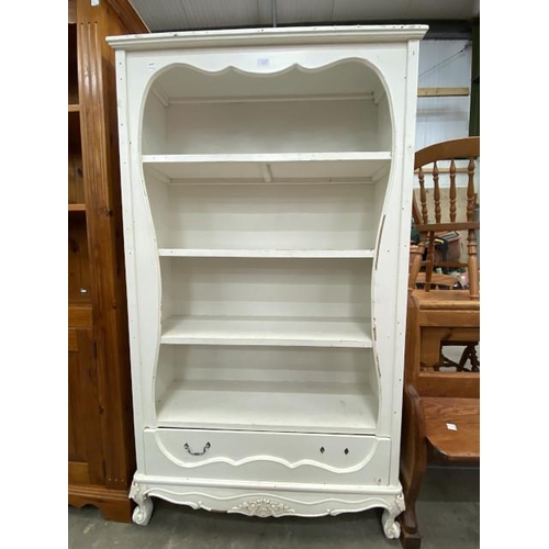 34 - White painted bookcase with one drawer 172H 98W 32D