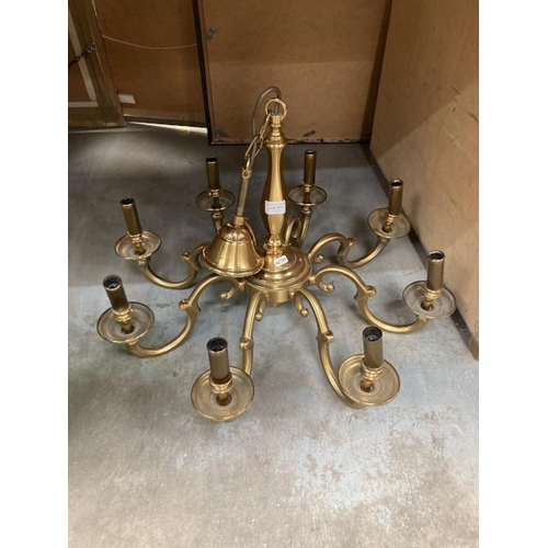 371 - Brass 8 branch chandelier