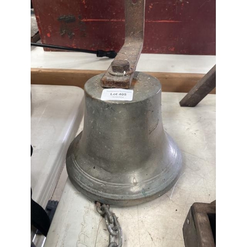 405 - Vintage brass bell with wall fixing