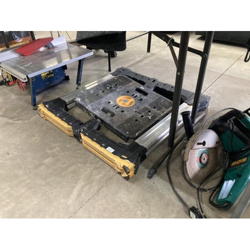 412 - Bosch BS2269 sander, Bosch AKE 300B chain saw, ForTools by Keter work bench and a table saw