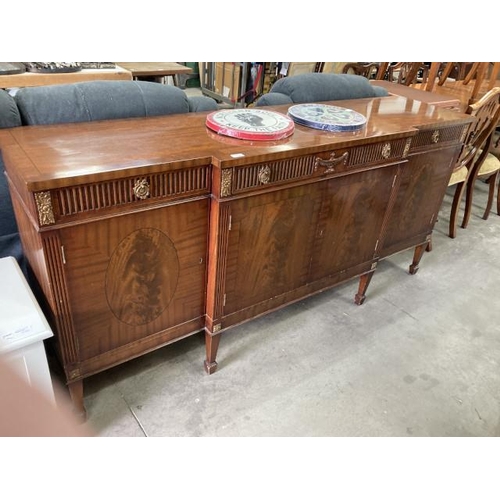 433 - Regency style mahogany break front sideboard with two keys 89H 190W 48D