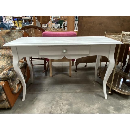 45 - White painted single drawer console table 78H 122W 51D