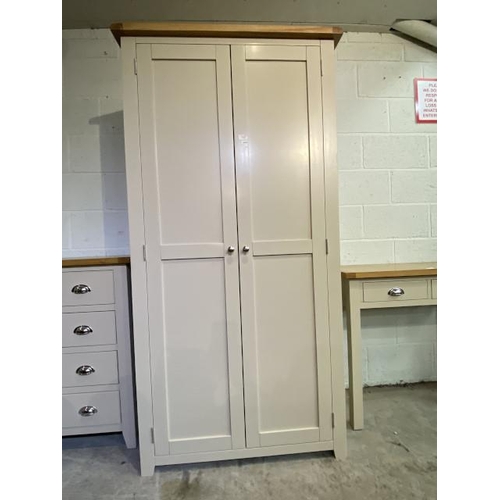 62 - Oak Furniture Land country oak two door wardrobe 185H 95W 56D