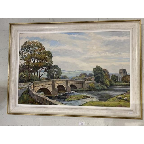 74 - Walter Horsnell (1911-1997) framed oil on board of 'Hampsthwaite Bridge'  (89 x 64cm)