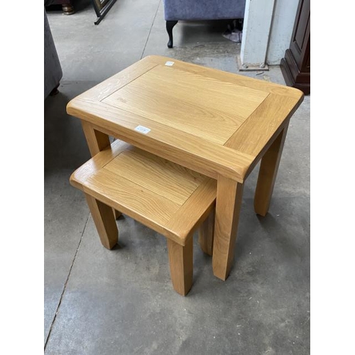 80 - Solid oak nest of 2 tables 51H 55W 40D