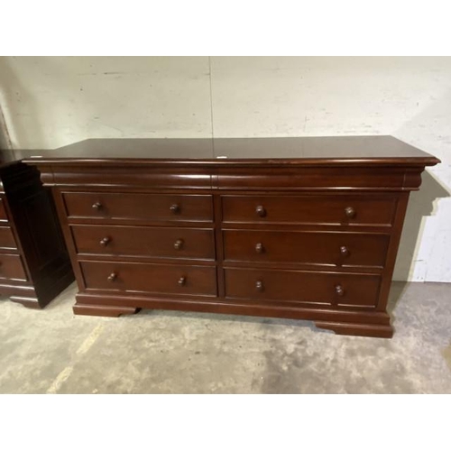 95 - Willis & Gambier mahogany eight drawer chest 85H 165W 52D