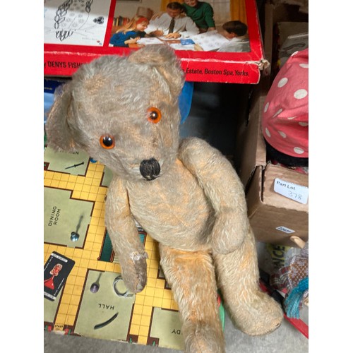 378 - Collection of vintage toys & games inc. mohair jointed teddy bear, child's Vulcan Countess sewing ma... 