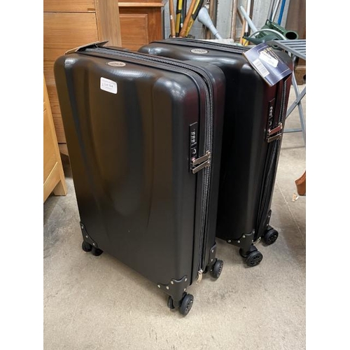 104 - 2 Ahoy carry on luggage in black 35 x 26 x 55cm including wheels & handles (new)